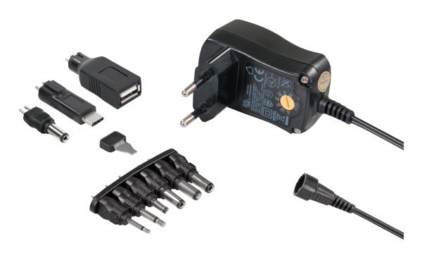 Transmedia NEE 0.6 A, Type C (eurostik), Lige, Lige, 100 - 240 V, 50 / 60 Hz, Sort