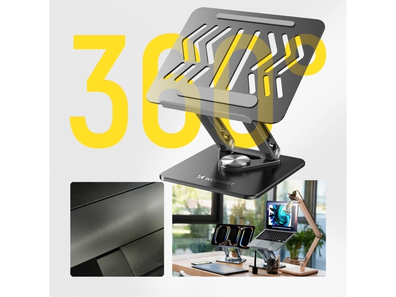 Wozinsky Wrs-Cpy84sb 360° Aluminium Laptop- Und Tabletständer + Gratis Smartphone-Ständer - Schwarz