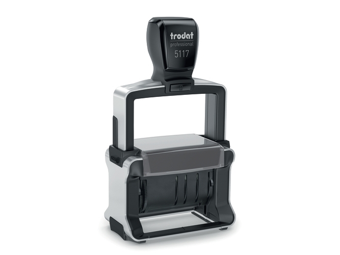 Trodat 5117, Selvfarvende, Tekst-/Datostempel, 4 X 46 Mm, Sort, Rustfrit Stål, Sort, Co2 Compensated Austrian Ecolabel