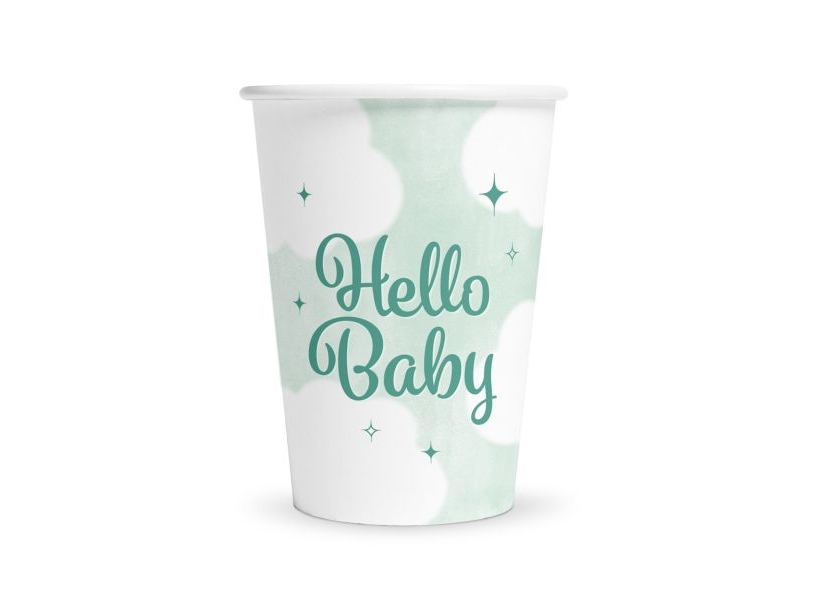 Hello Baby Pappbecher, Mint 8 Stück