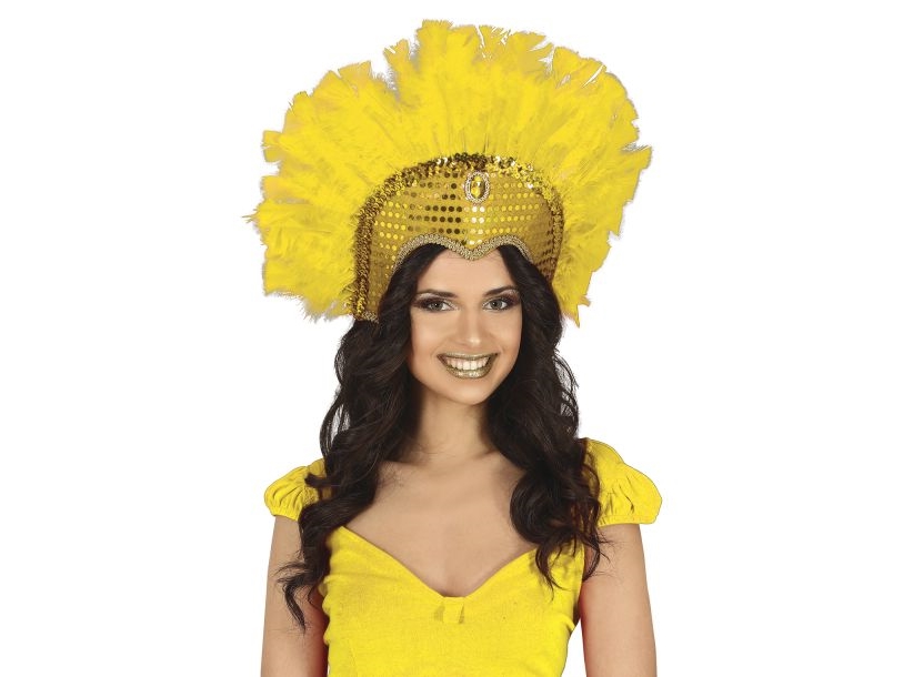 Gul Samba Fjerhovedpynt