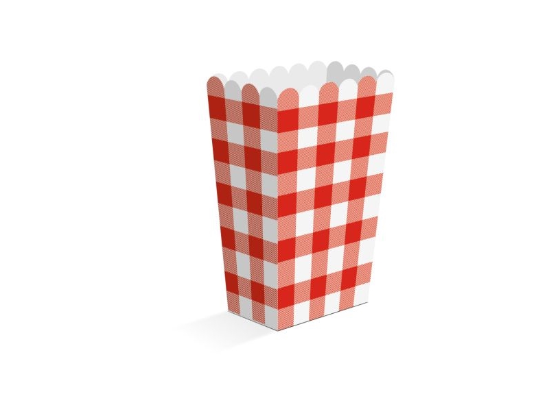 Rød Og Hvid Ternede Snack Bokse, 8 Stk