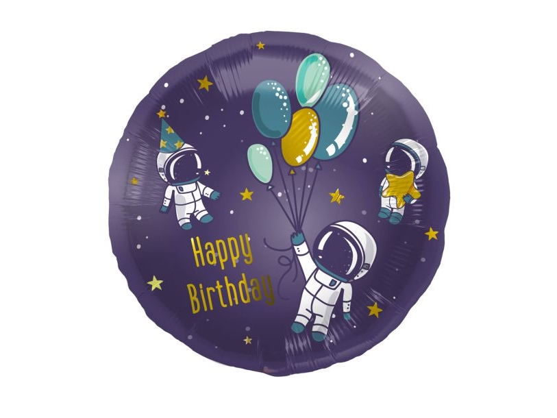 Space Happy Birthday Folienballon, 45 Cm