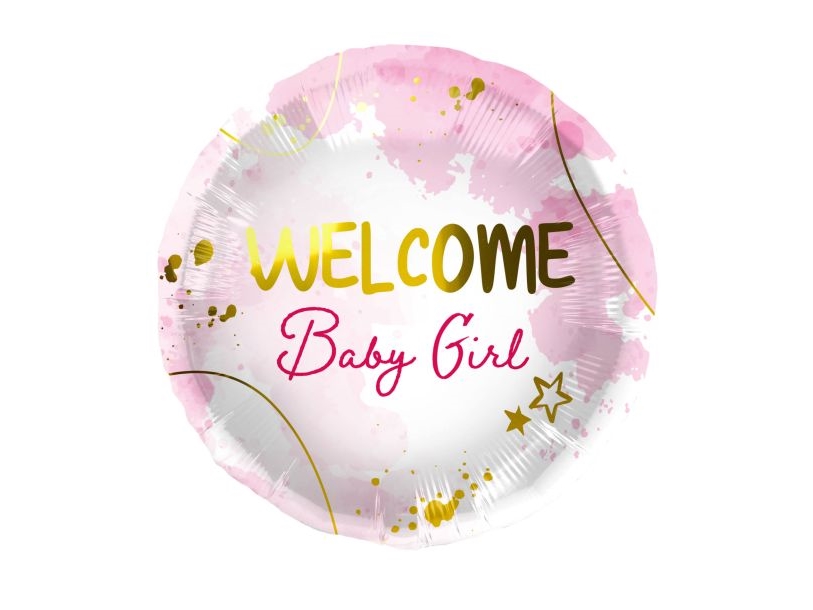 Welcome Baby Girl Folienballon, 45 Cm