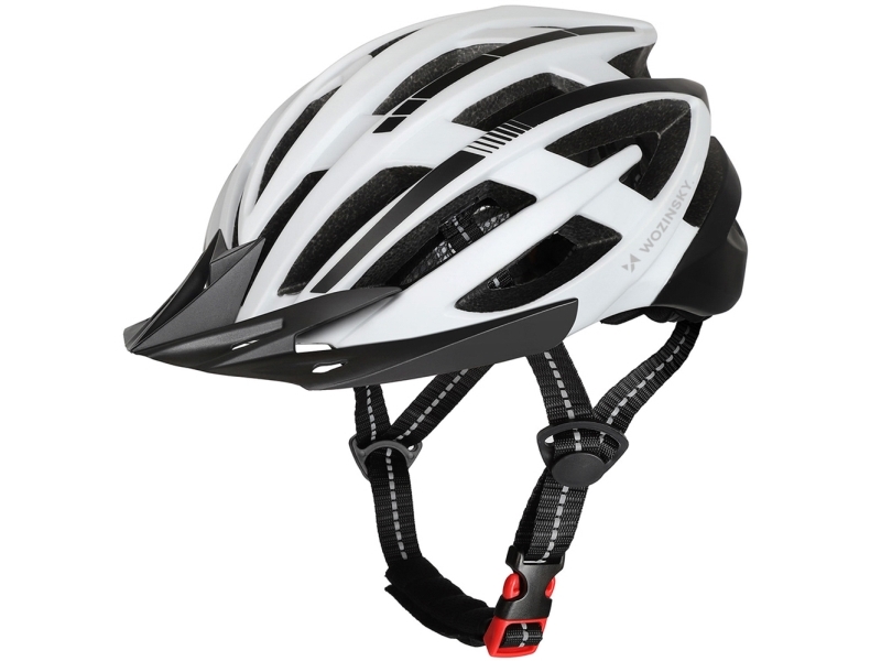 Wozinsky Mtb-Cykelhjelm Med Aftagelig Visir Og Bagmonteret Usb-Lys M - Sort/Hvid