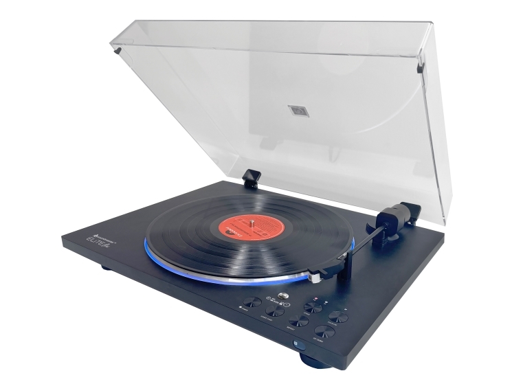 Soundmaster Pl860sw, Audio-Plattenspieler Mit Riemenantrieb, Vollautomatisch, Schwarz, Transparent, Aluminium, Aluminium, 33,45 Rpm