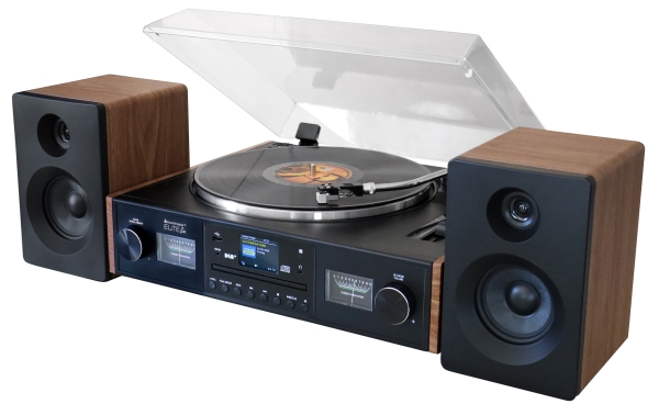 Soundmaster PL920, Bæltedrevet pladespiller, Semi-automatisk, Sort, Træ, Aluminium, 33,45 rpm, Dreje