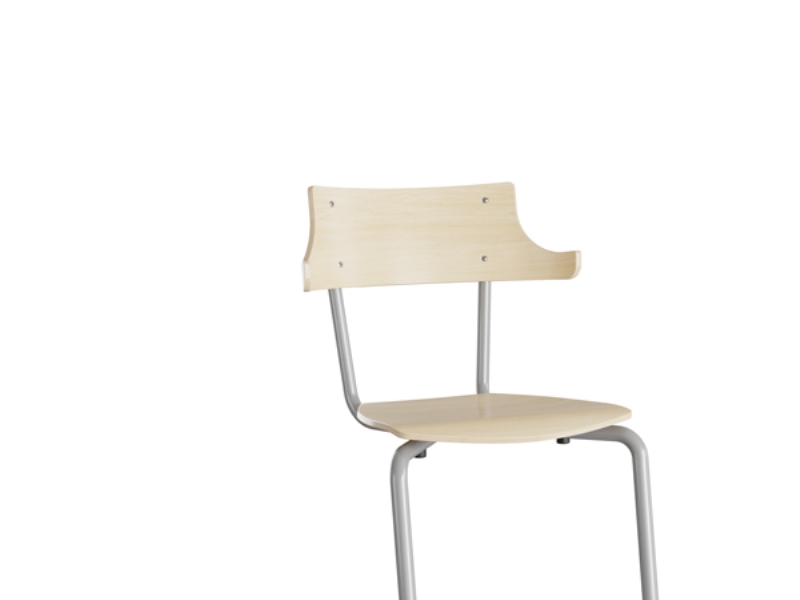Stol Strong 116 HATT, birk laminat og alugråt stel