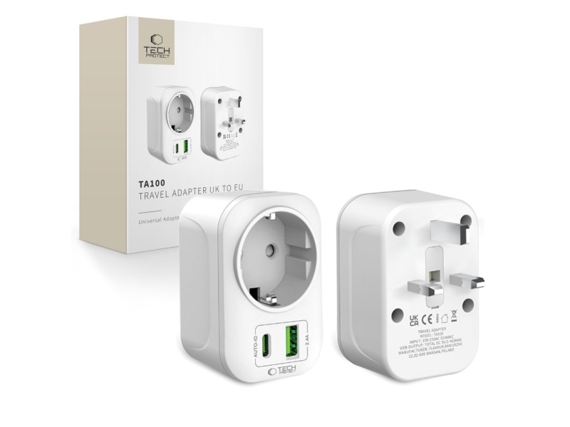 Tech-Protect Ta100 Uk Adapter - Weiß