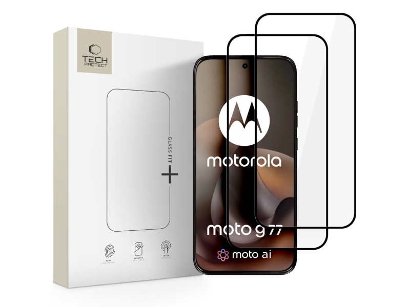 Tech-Protect Glass Fit+ Hærdet Glas 2-Pack Til Motorola Moto G67 / G77 - Sort