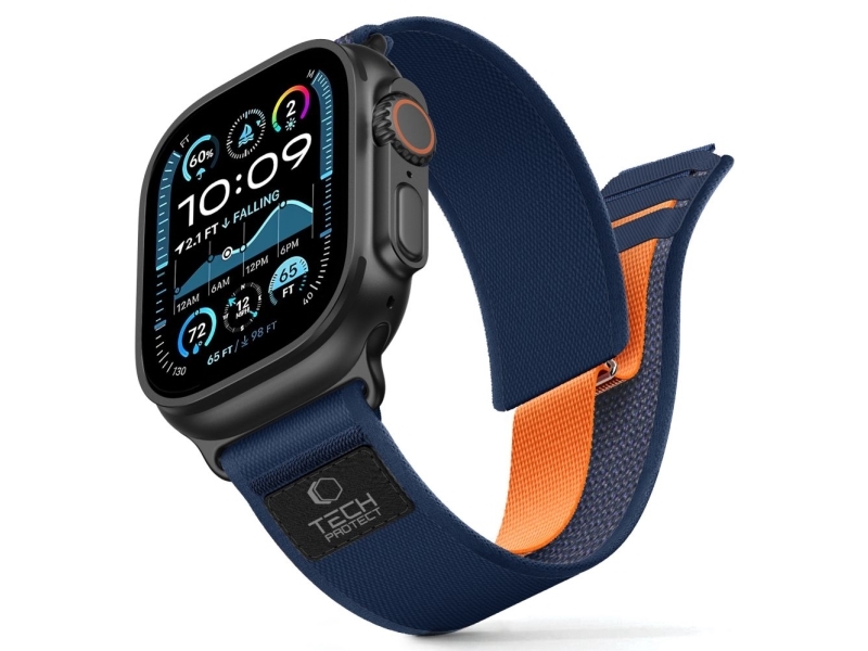 Tech-Protect Nylon Elite Armband Für Apple Watch 8/9/10/11/Se/Ultra (44/45/46/49 Mm) Navy/Orange