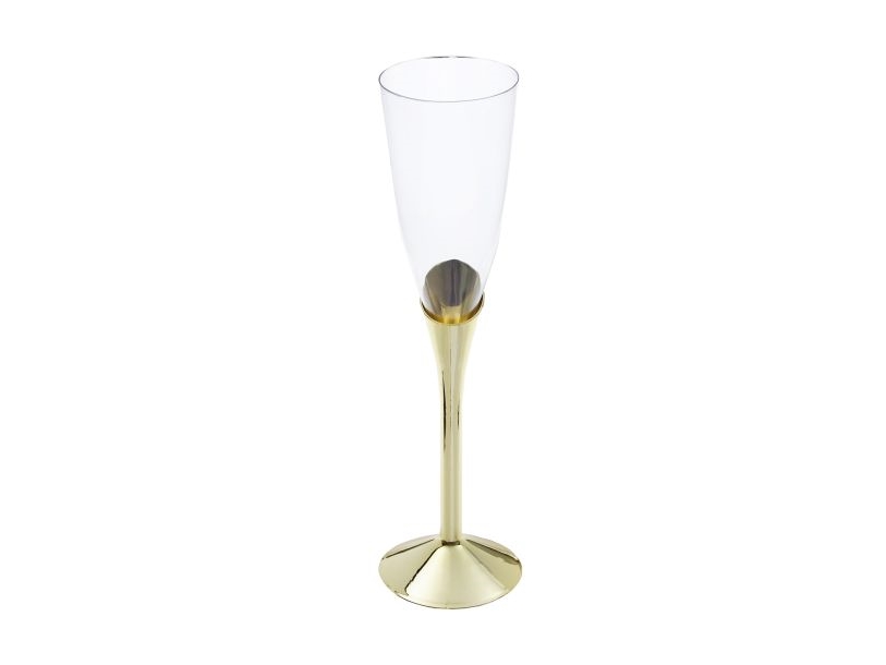 Plastik Champagneglas Med Guld Fod, 6 Stk