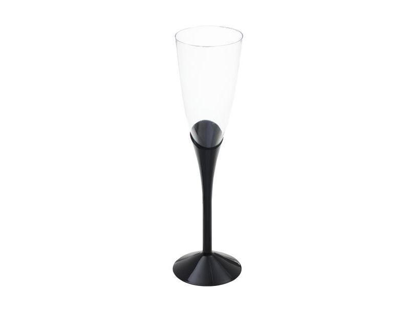 Plastik Champagneglas Med Sort Fod, 6 Stk