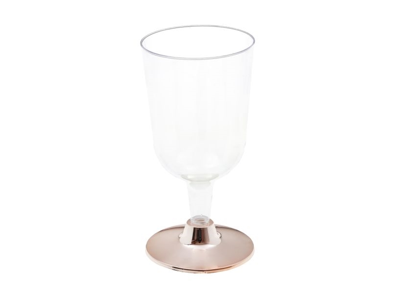 Klare Plastik Vinglas Med Rosegold Fod, 6 Stk