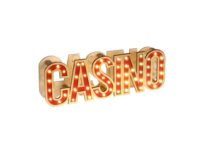Casino Træskilt Med Led Lys