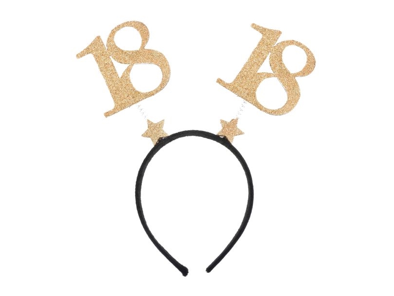 Haarschleife 18 Jahre, Gold-Glitter