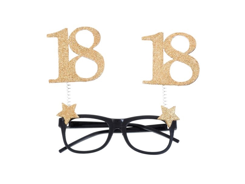 Goldglitzer-Brille, 18 Jahre
