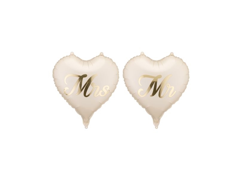 Folieballon hjerter Mr & Mrs, 35 cm