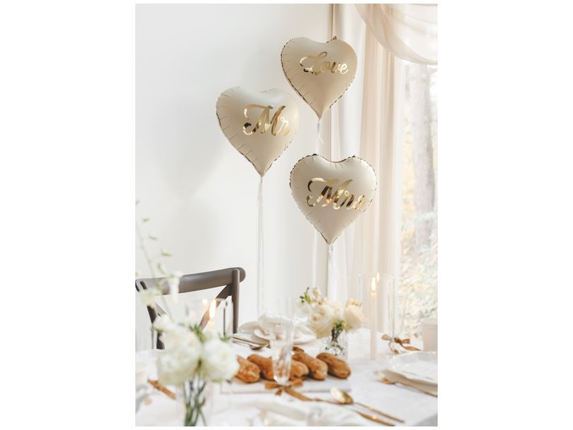 Folieballon hjerter Mr & Mrs, 35 cm