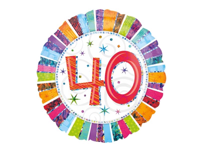 Folieballon 40 År Holografisk, 45 Cm