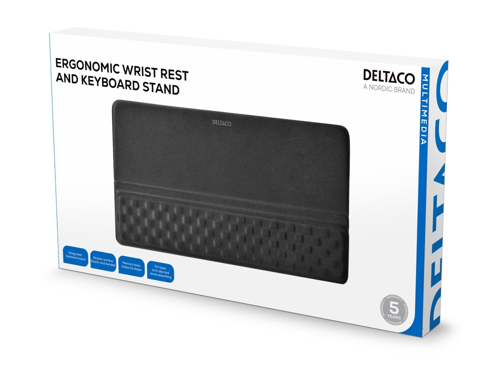 Deltaco - Wrist Pad With Integrated Keyboard Stand - Ergonomic - Sort