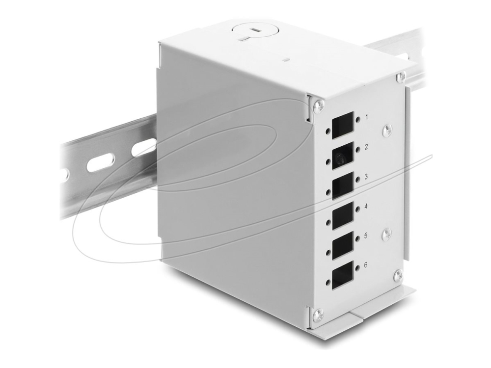 Delock - Fiberoptisk Patchpanel (Blank) - Din-Skinnemonterbar - Grå - 6 Porte