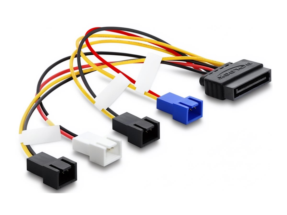 Delock Stromversorgungskabel Sata 15 Pin Stecker Zu 4 X 2 Pin Lüfter (12 V / 7 V / 5 V) 20 Cm, Sata 15-Pin, 4 X 2-Pin, 0,2 M, Stecker, Stecker, Gerad