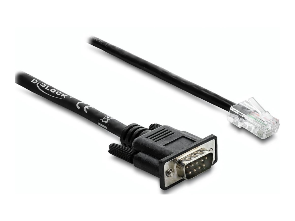 Delock - Serielt Kabel - Db-9 (Han) Til Rj-45 (Han) - 2 M - Understøtter Rs-232 Seriell Interface, Understøtter Rs-422 Seriell Interface, Understøtte