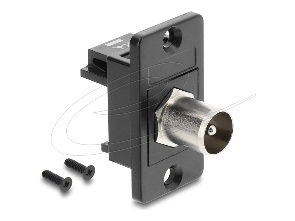Delock Panel Mount Iec Stecker Zu F Buchse Schwarz, F/Iec, Iec, F-Typ, Stecker, Buchse, 75 Ohm