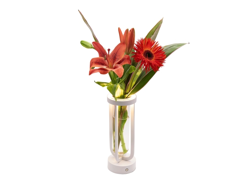Securit Led-Tischlampe/Vase Florence, Kabellos Und Wiederaufladbar, Weiß
