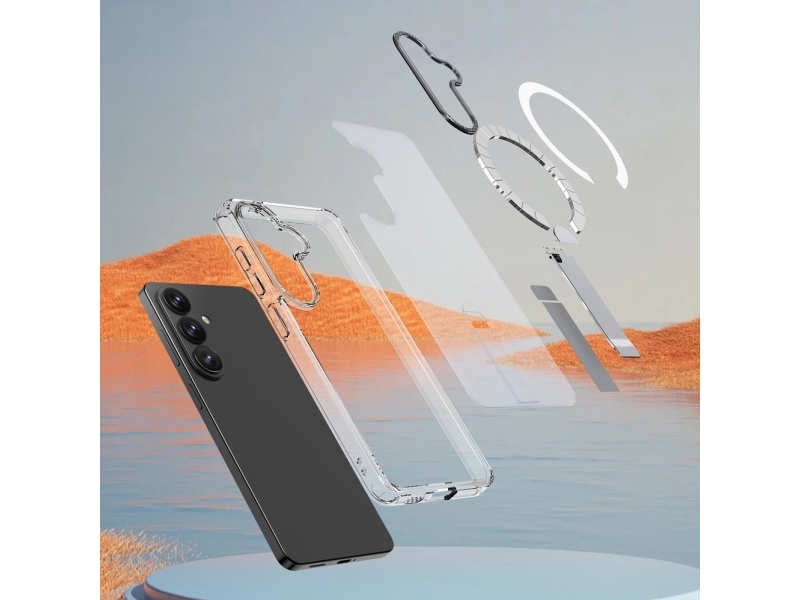 Hybrid Armor X cover til Samsung Galaxy S26 med stand, kompatibelt med MagSafe - transparent