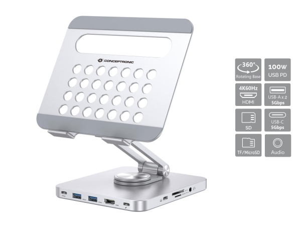 Conceptronic Donn26g Multimedia-Wagen & Stand - Silber