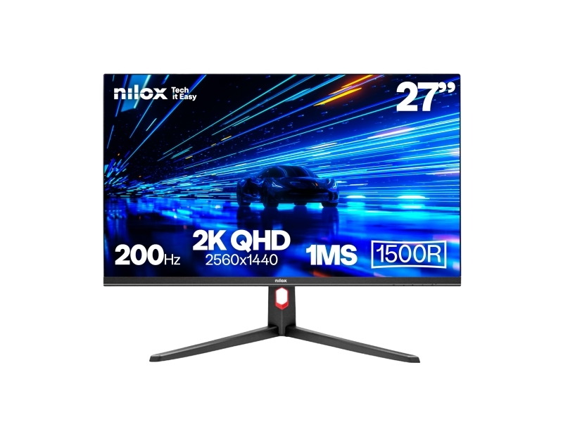 Nilox Monitor 27 Curvo 200Hz 2K Hdmi Dp, 68,6 Cm (27"), 2560 X 1440 Pixel, 2K, Lcd, 1 Ms, Sort
