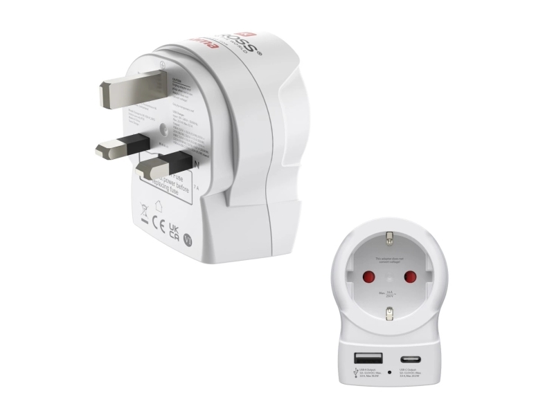 Hama Eu To Uk, Typ G (Vk), Typ C (Eurostecker) + Typ F, Gerade, Gerade, 100 - 250 V, Weiß