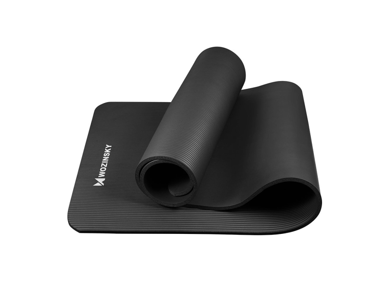 Wozinsky mankštos kilimėlis 181 x 63 x 0,9 cm storio gimnastikos jogos kilimėlis juodas