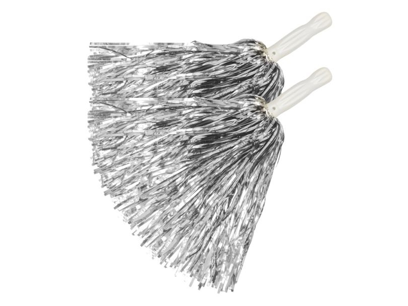Sølv Pom Poms, 2 Stk