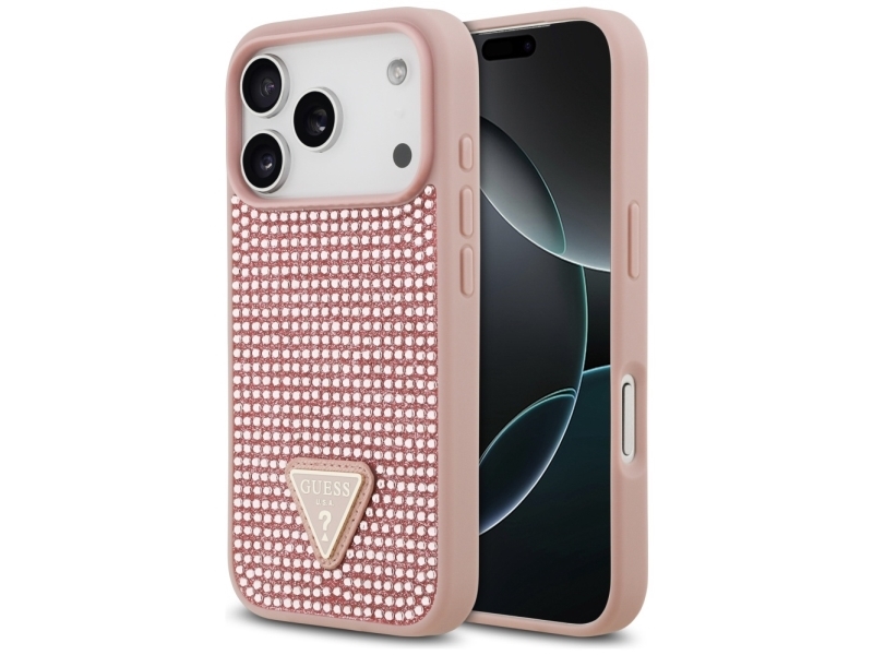 Guess Rhinestone Triangle Logo Iphone 17 Pro Hülle - Pink