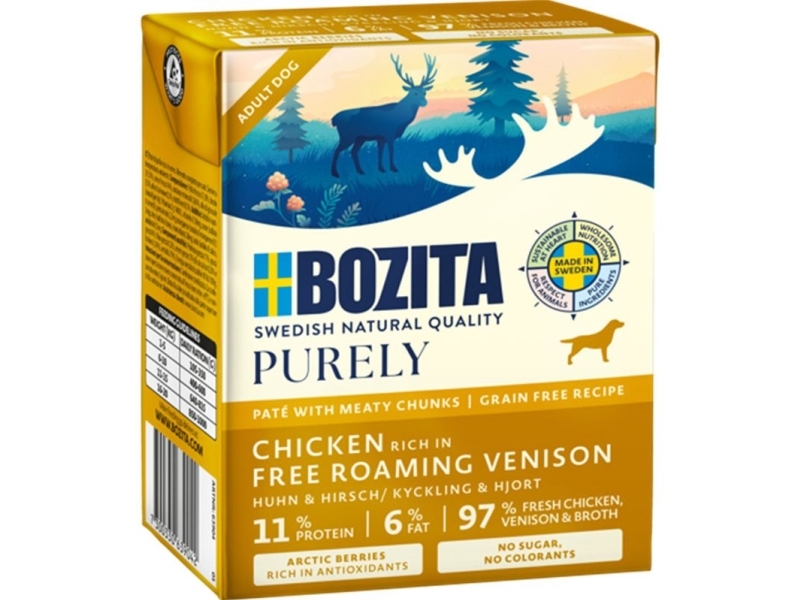 BOZITA Purely Paté Duo-protein kylling & hjort - vådfoder til hund - 370 g
