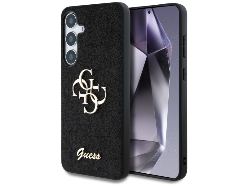 Guess Fixed Glitter Big 4G Metal Logo Case Für Samsung Galaxy S25 - Schwarz