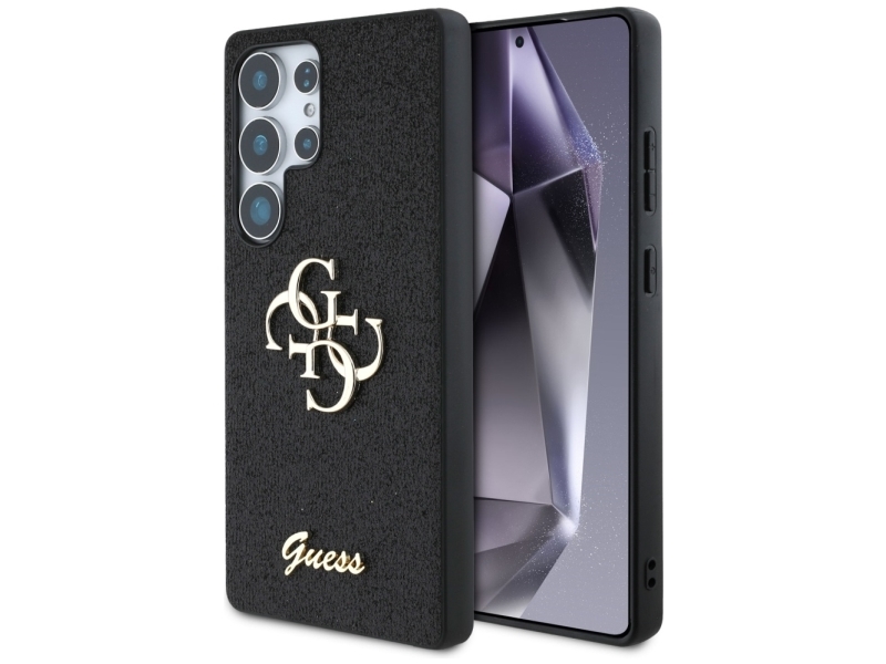 Guess Fixed Glitter Big 4G Metal Logo Case Für Samsung Galaxy S25 Ultra Schwarz