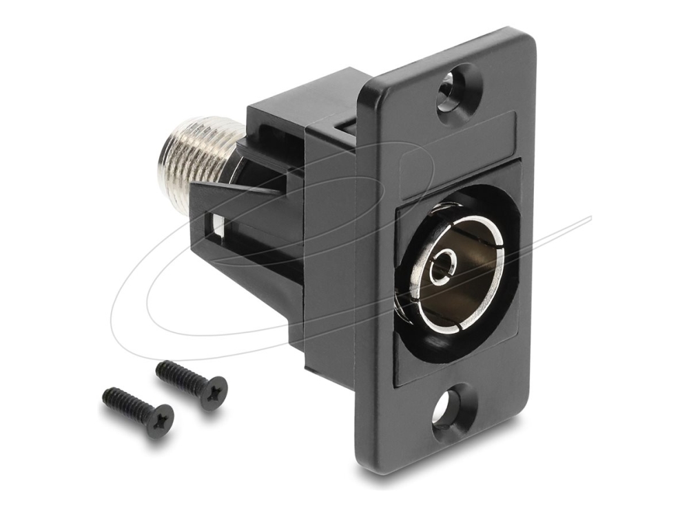 Delock - Koaksial Kopling - Iec 60169-2 Hun Til F-Stik Hun - Sort - Panelmontering