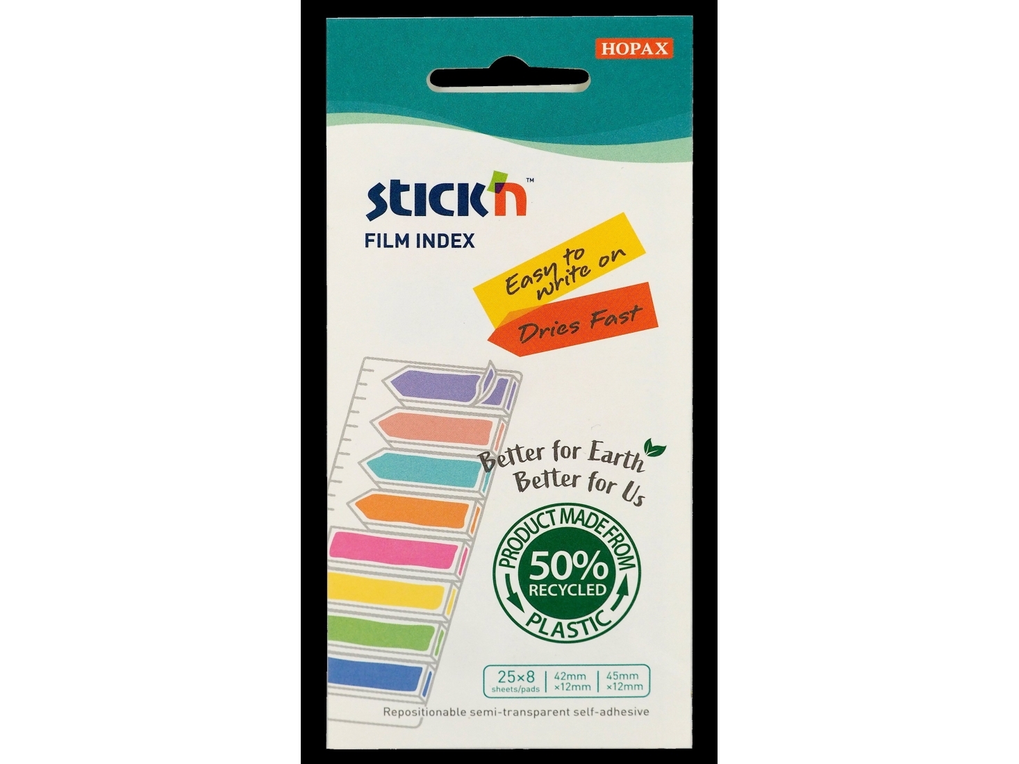 Indeksfaner 4 Stk. 45X12 4 Stk. 42X12 25 Ark Assorteret Neon Kartonomslag