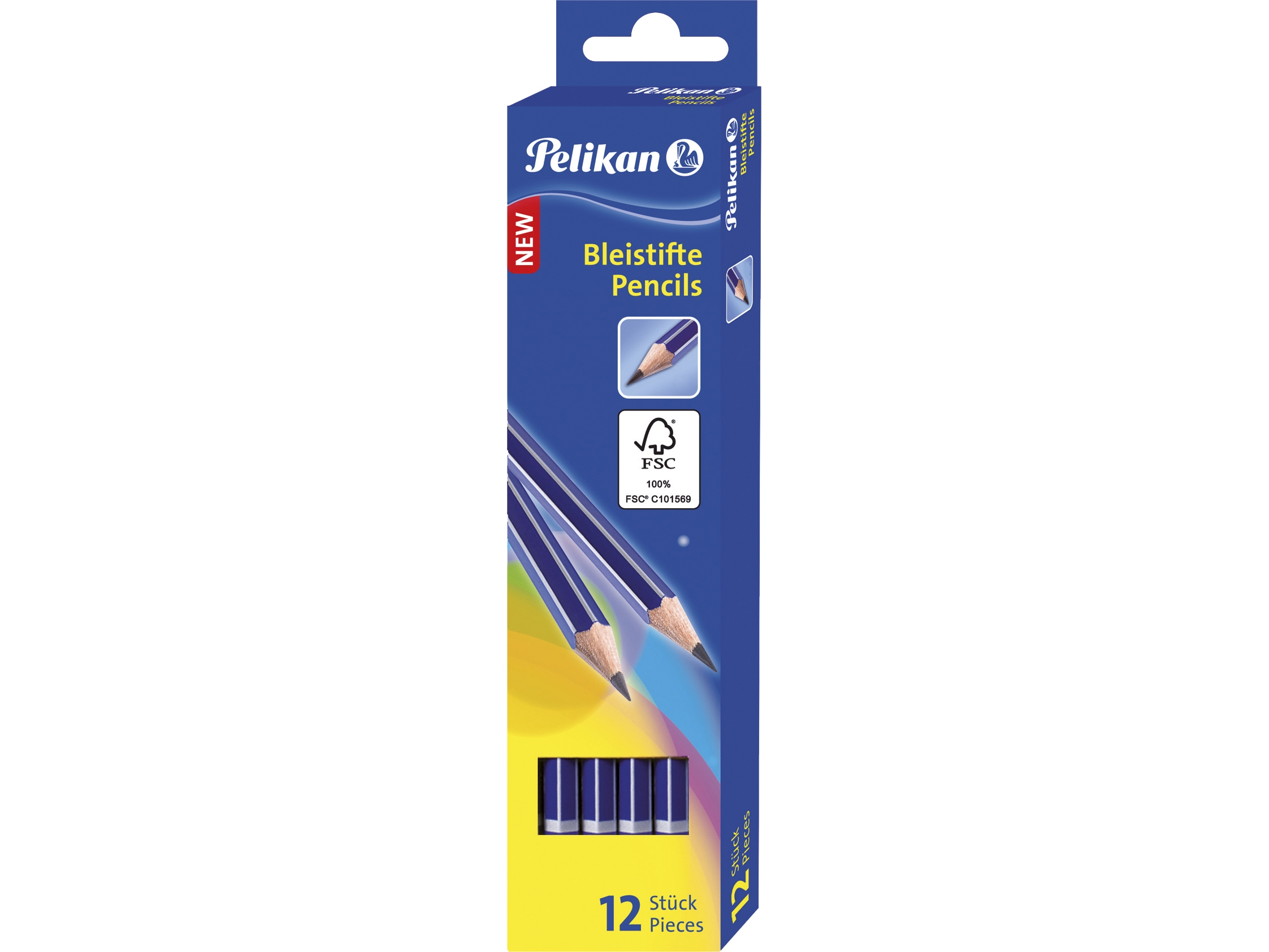 Pelikan 043563, 2B, Blå, Sølv, Sekskantet, Hængende Boks, 12 Stk