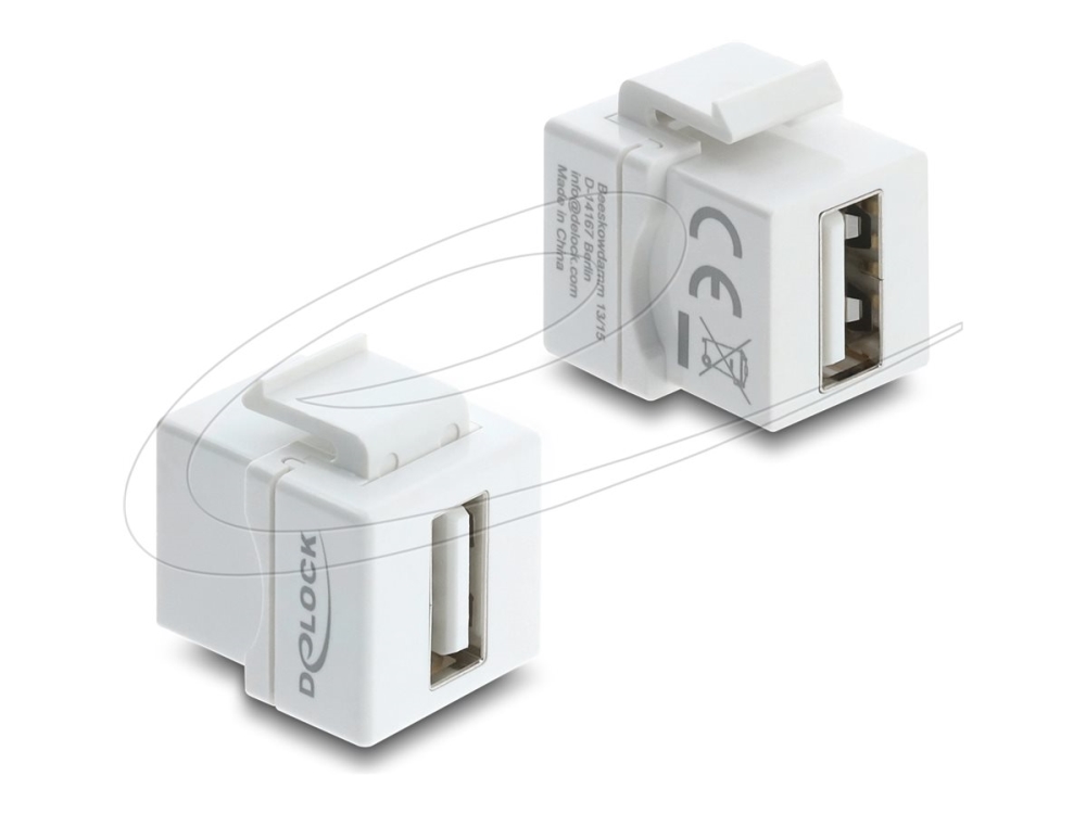 Delock Mini - Usb-A-Kobling - Usb (Hun) Til Usb (Hun) - Usb 2.0 - Keystone-Stik - Hvid