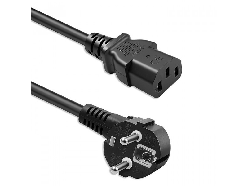 Qoltec strømkabel | SCHUKO vinkelstik CEE 7/7 (E/F) | IEC C13 | 3x1,0mm² | Rent kobber Cu | 1,8m