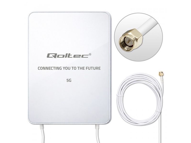 Qoltec retningsbestemt 5G/LTE udendørs antenne - 16 dBi, SMA, 3.300-3.800 MHz, vandtæt, 3 m kabel