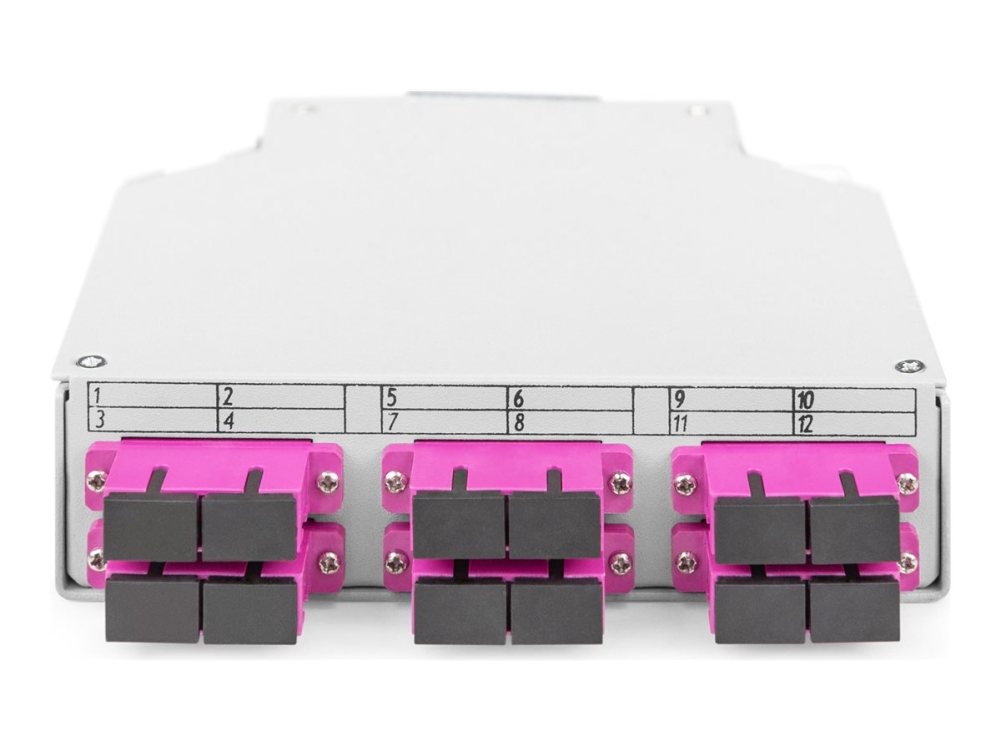 Digitus Lwl-Hutschienenbox, Mm-Om4, Bestückt, Mit Sc-Adapter Und Pigtail, Sc, Om4, Grau, Pink, Stahl, 2 M, -20 - 60 °C