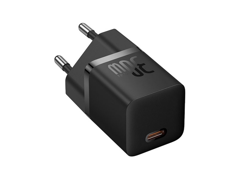 Baseus Gan5 Mini 1C 30W Lader Eu + Usb-C Kabel (Cluster Black)