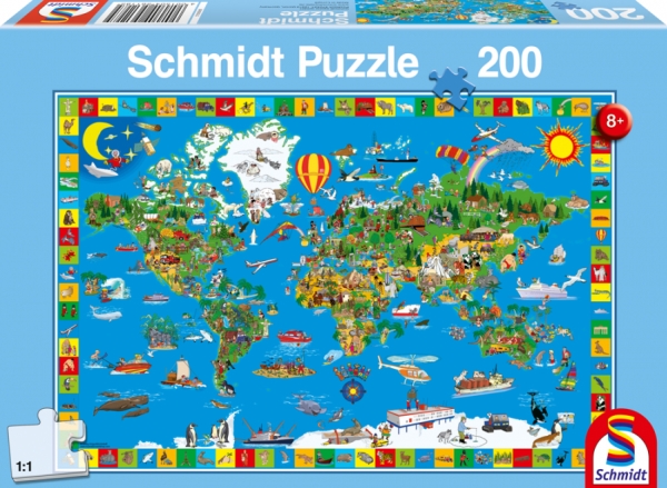 Schmidt Spiele Deine Bunte Erde, 200 Stück(E), Landkarten, 8 Jahr(E)