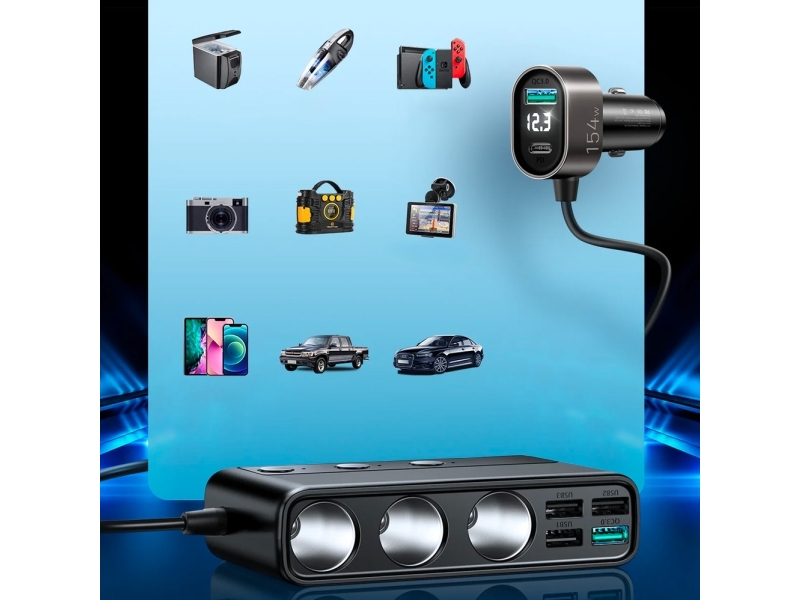 Joyroom Car charger JOYROOM JR-CL06 Multi-Port (black)
